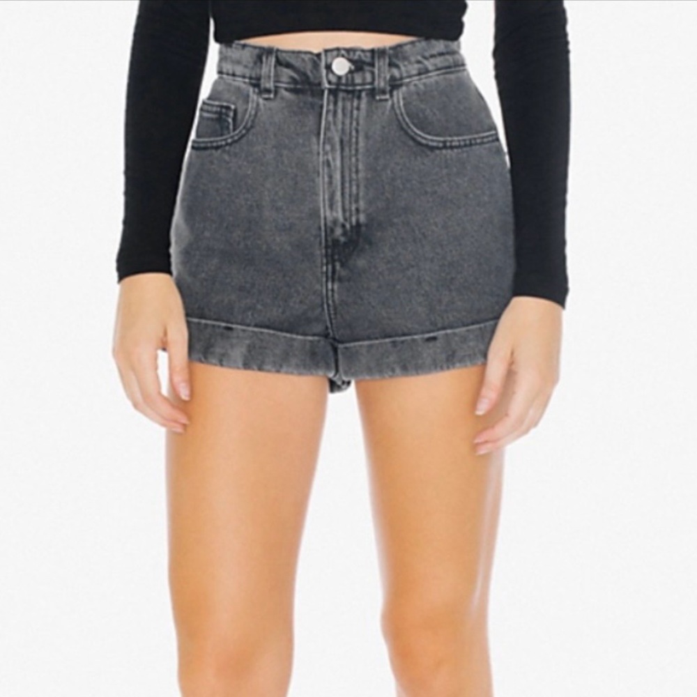 American Apparel High-Waisted Dark Grey Denim Shorts